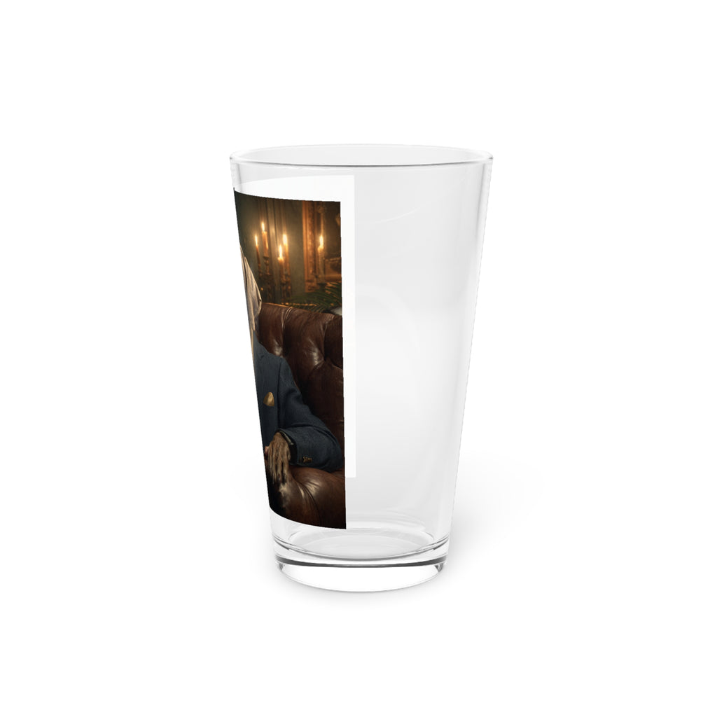 Weimaraner Gentleman Pint Glass — 16oz Dog Portrait Beer Glass